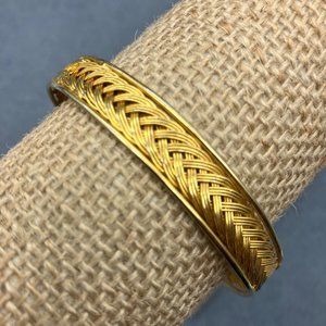 Braided Wire Bangle Bracelet Shiny Gold Retro Boho Soft Girl Cottage Granny